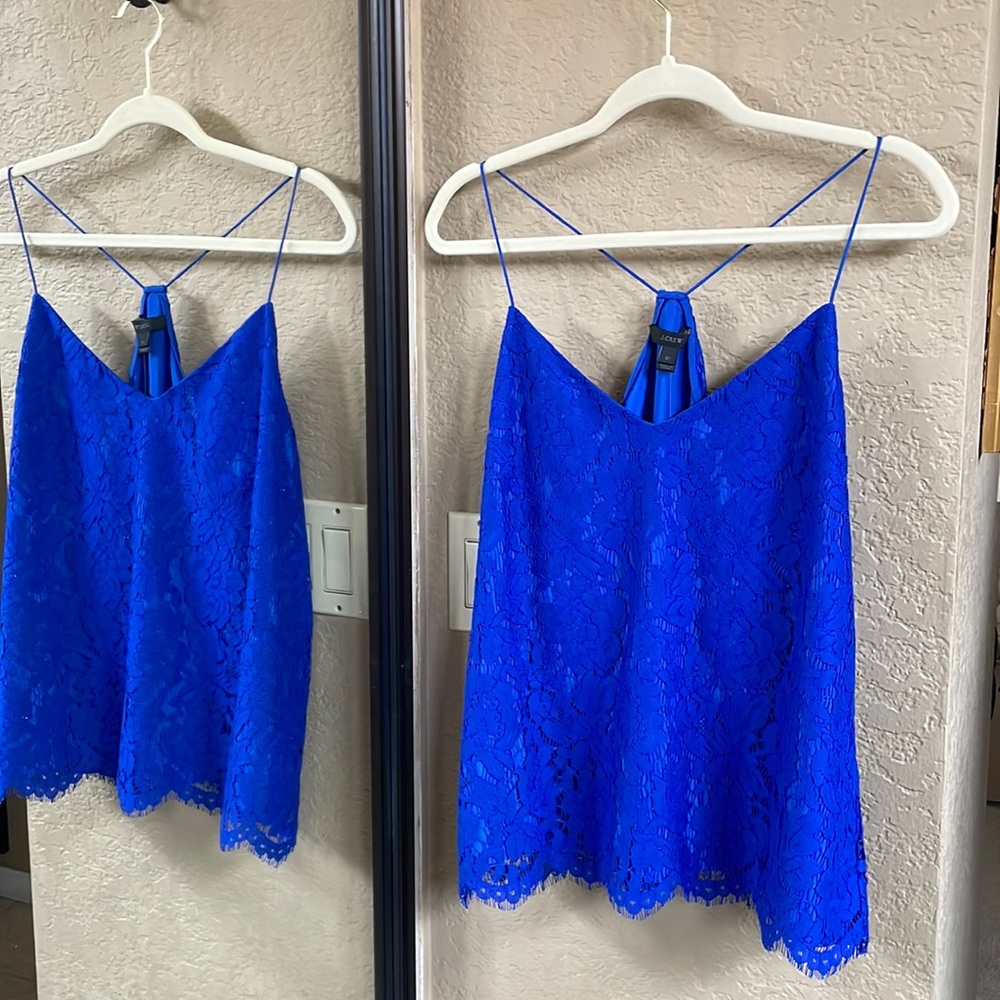 J.Crew Blue Lace Cami with thin Spaghetti Straps Size 12